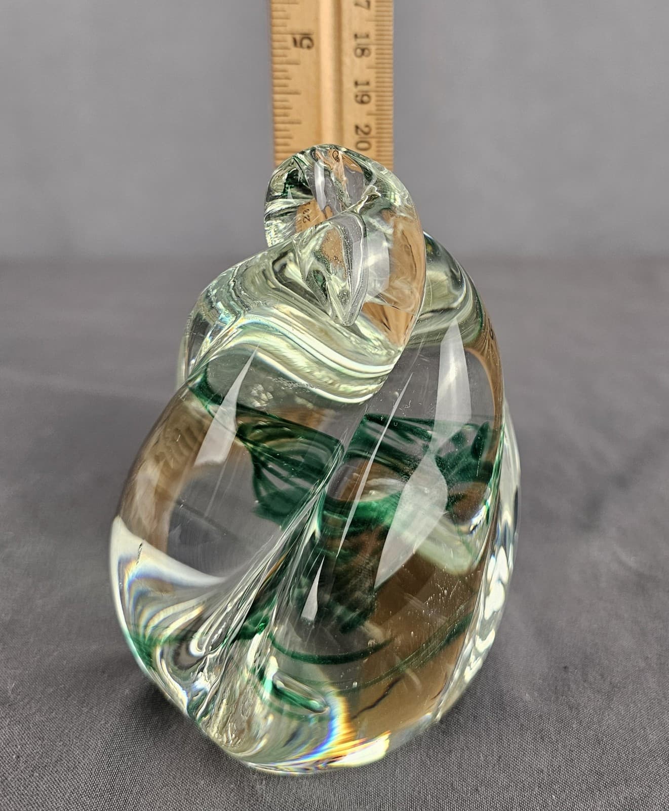 Art Glass Paperweight Gentle Glass WV Egg Shaped Swirl 4" Tall Green - Thumbnail 7