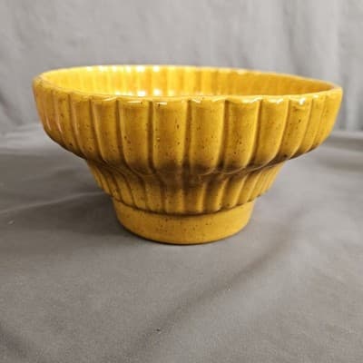 Vintage Haeger Pottery Speckled Gold Butterscotch Round Planter Bowl #142