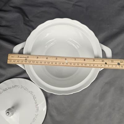 Royal Swirl Casserole Vegetable Serving Covered Bowl Dish Handles 8.5" VTG Fine - Thumbnail 11