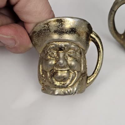Toby Miniature Jug Made in England Brass Plated? Set of 3 Pitcher - Thumbnail 13