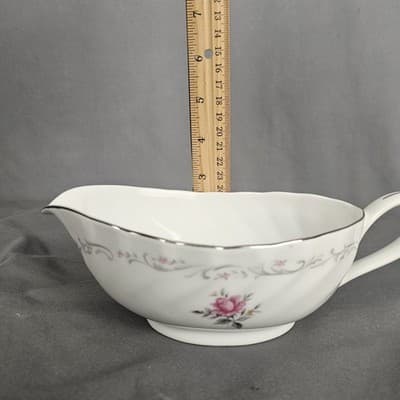 Royal Swirl Gravy Bowl & Plate Fine China Japan Gravy Boat - Thumbnail 12