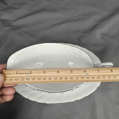 Royal Swirl Gravy Bowl & Plate Fine China Japan Gravy Boat - Thumbnail 10