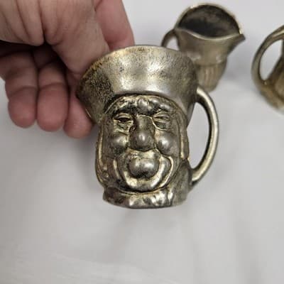 Toby Miniature Jug Made in England Brass Plated? Set of 3 Pitcher - Thumbnail 11