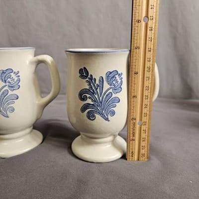 Pfaltzgraff Yorktowne Stoneware Footed Pedestal Coffee Mugs Set Of 2 VINTAGE-EUC - Thumbnail 6