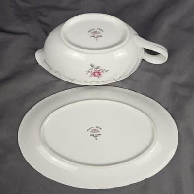 Royal Swirl Gravy Bowl & Plate Fine China Japan Gravy Boat - Thumbnail 6