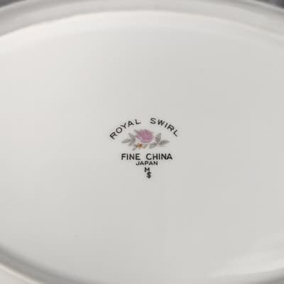 Royal Swirl Gravy Bowl & Plate Fine China Japan Gravy Boat - Thumbnail 7