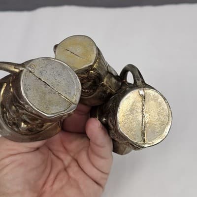 Toby Miniature Jug Made in England Brass Plated? Set of 3 Pitcher - Thumbnail 16