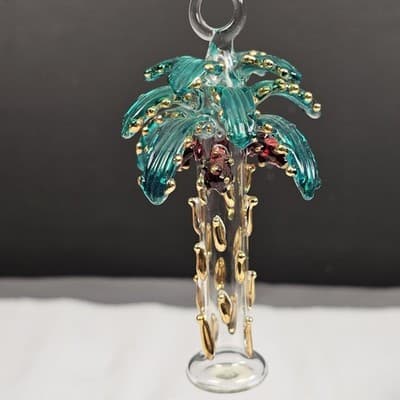 Egyptian Hand Blown Glass Palm Tree Ornament 4" Tall - Thumbnail 2