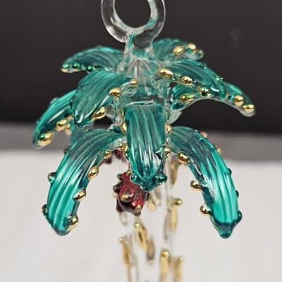 Egyptian Hand Blown Glass Palm Tree Ornament 4" Tall - Thumbnail 3