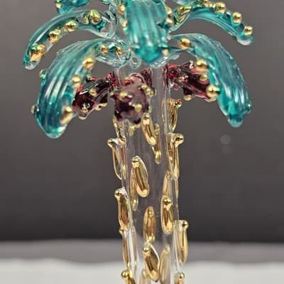 Egyptian Hand Blown Glass Palm Tree Ornament 4" Tall - Thumbnail 4