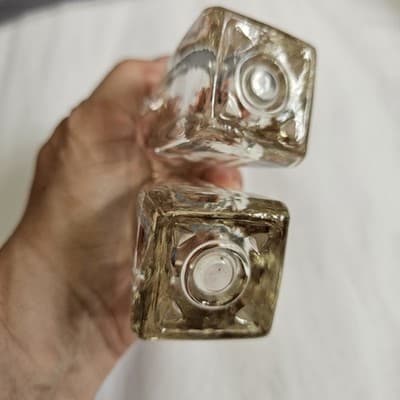 Crystal Salt and Pepper Shakers Clear Glass W Lids - Square Bottom Round Top - Thumbnail 9
