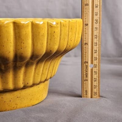 Vintage Haeger Pottery Speckled Gold Butterscotch Round Planter Bowl #142 - Thumbnail 7