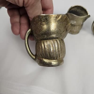 Toby Miniature Jug Made in England Brass Plated? Set of 3 Pitcher - Thumbnail 10