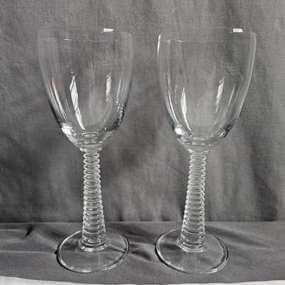 Vintage Soviet Wine Glasses Footed Set Of 2 Stacked Disc Column 8oz