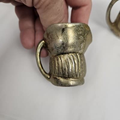 Toby Miniature Jug Made in England Brass Plated? Set of 3 Pitcher - Thumbnail 12