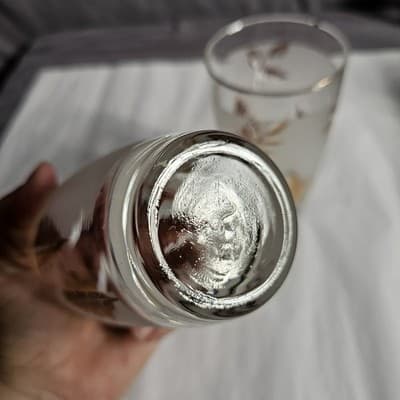 2 Vintage Libby Glass Company Tumblers Golden Foliage Pattern 12-14 oz - Thumbnail 7