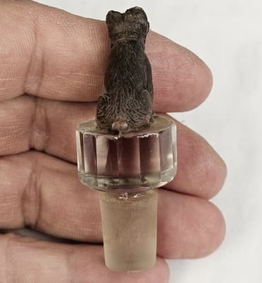 Glass Bottle Topper Dog Statue Figure Vintage Bulldog Terrier - Thumbnail 5