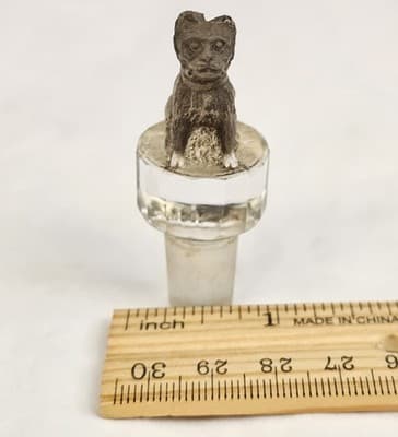 Glass Bottle Topper Dog Statue Figure Vintage Bulldog Terrier - Thumbnail 7