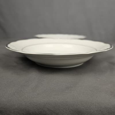 VTG Walbrzych Priscilla Vendome 8 1/4” Soup/ Salad Bowl Silver Rimmed POLAND 2pc - Thumbnail 2