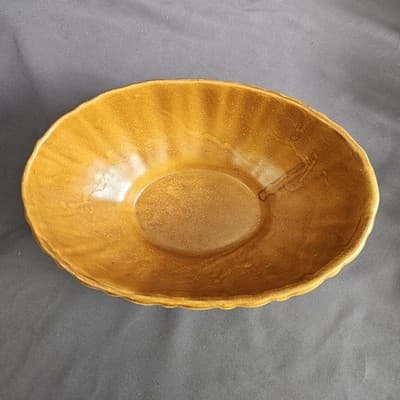 Vintage Haeger Pottery Speckled Gold Butterscotch Oval Planter 4020B 9.5" L 6" W - Thumbnail 3