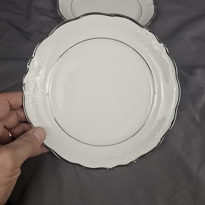 VTG Walbrzych Priscilla Vendome Salad Plate Silver Rimmed POLAND 2pc - Thumbnail 3