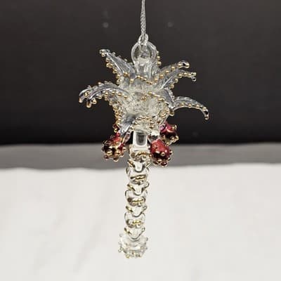 Egyptian Hand Blown Glass Palm Tree Ornament 4" Tall - Thumbnail 2