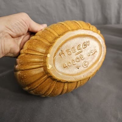 Vintage Haeger Pottery Speckled Gold Butterscotch Oval Planter 4020B 9.5" L 6" W - Thumbnail 4