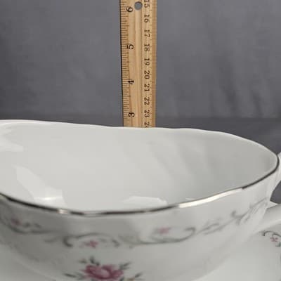 Royal Swirl Gravy Bowl & Plate Fine China Japan Gravy Boat - Thumbnail 11