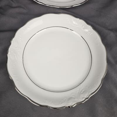 VTG Walbrzych Priscilla Vendome Salad Plate Silver Rimmed POLAND 2pc - Thumbnail 2