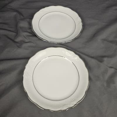 VTG Walbrzych Priscilla Vendome Salad Plate Silver Rimmed POLAND 2pc