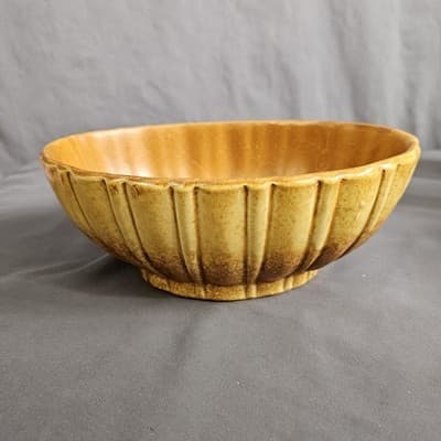 Vintage Haeger Pottery Speckled Gold Butterscotch Oval Planter 4020B 9.5" L 6" W - Thumbnail 2