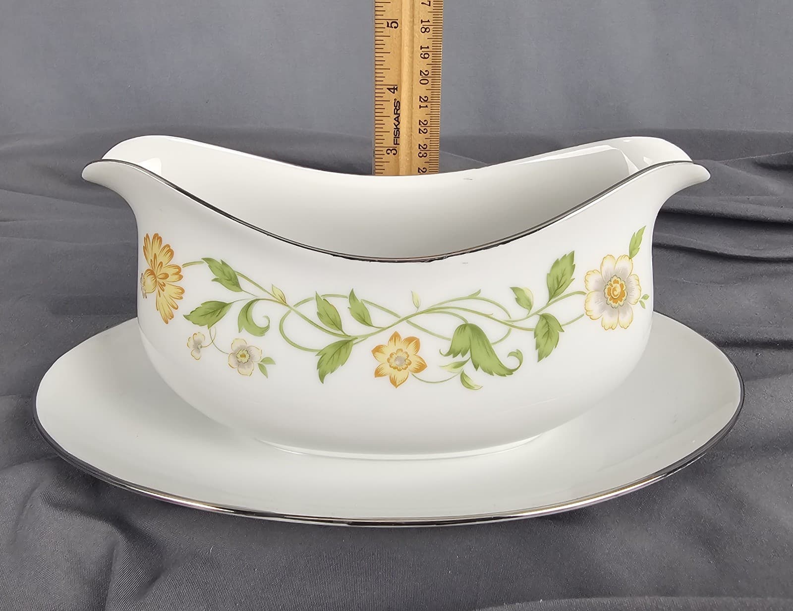 Gravy Boat by Ekco International Floral Generation Japan Fine China Silver Trim - Thumbnail 7
