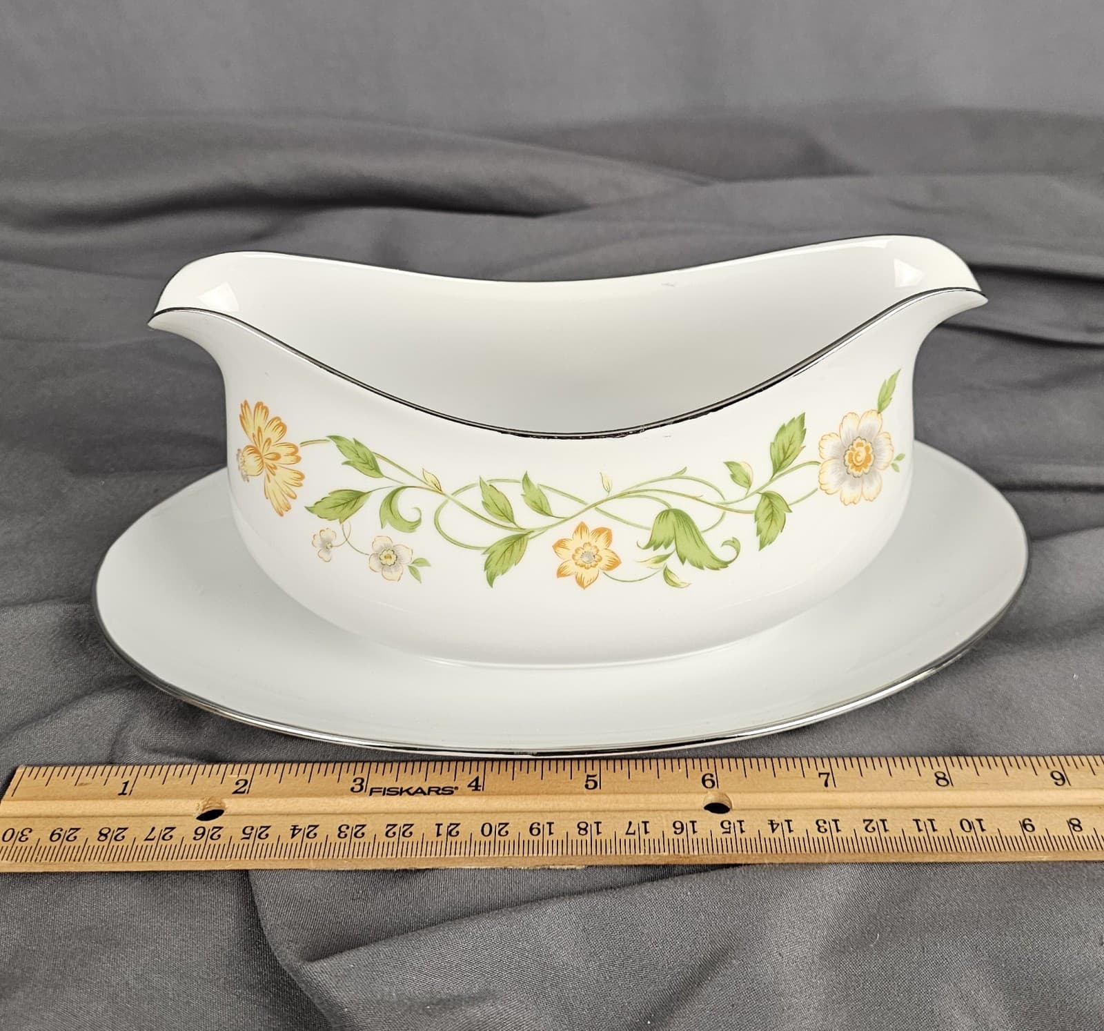 Gravy Boat by Ekco International Floral Generation Japan Fine China Silver Trim - Thumbnail 6