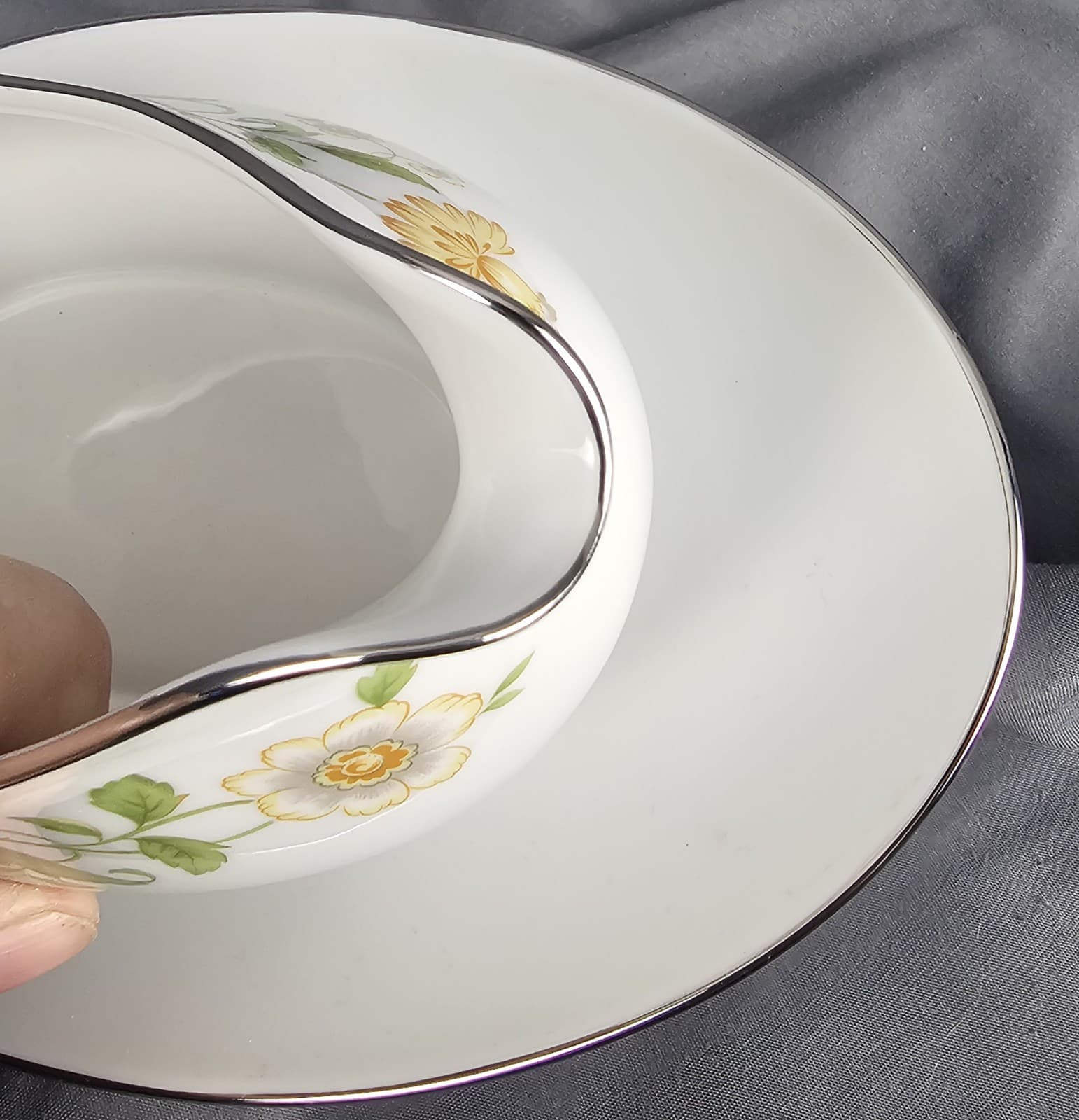 Gravy Boat by Ekco International Floral Generation Japan Fine China Silver Trim - Thumbnail 9