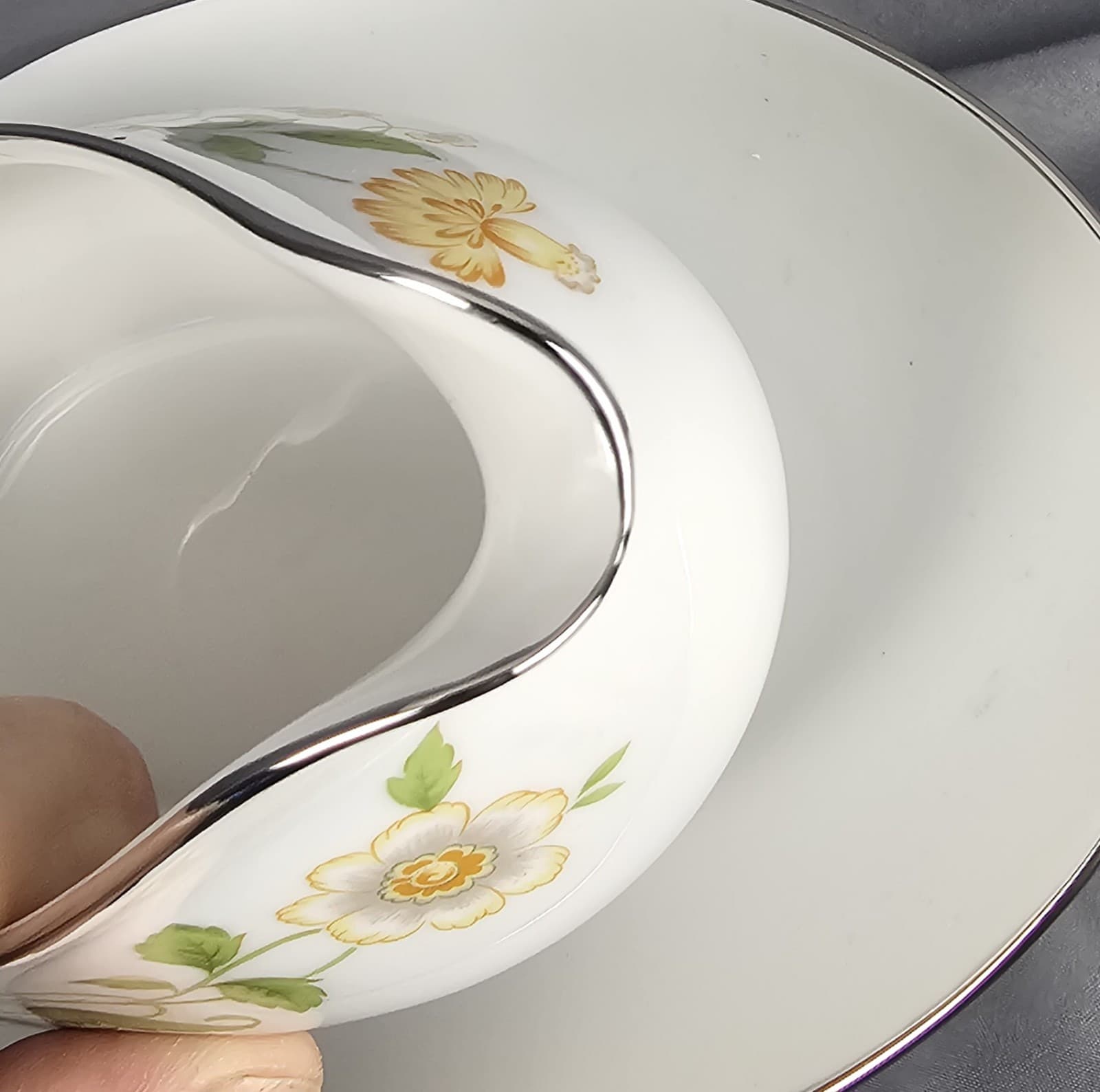 Gravy Boat by Ekco International Floral Generation Japan Fine China Silver Trim - Thumbnail 8