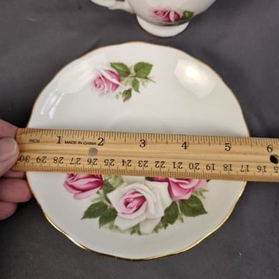VTG Royal Vale England Tea Cup & Saucer With Roses Flowers Ridgeway Potteries - Thumbnail 11