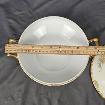 Nortake Covered Serving Bowl & Lid Veg Soup Japan M-Mark Floral Spray Red & Gold - Thumbnail 7