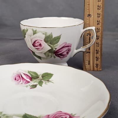 VTG Royal Vale England Tea Cup & Saucer With Roses Flowers Ridgeway Potteries - Thumbnail 12