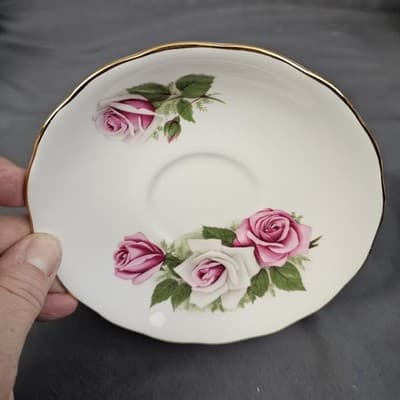 VTG Royal Vale England Tea Cup & Saucer With Roses Flowers Ridgeway Potteries - Thumbnail 4