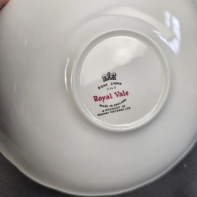 VTG Royal Vale England Tea Cup & Saucer With Roses Flowers Ridgeway Potteries - Thumbnail 10