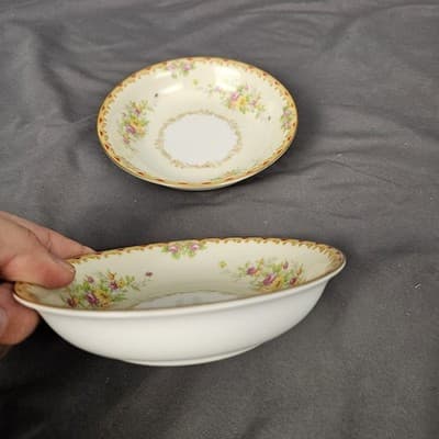 Nortake 5.25" Fruit Bowl Japan M-Mark Floral Spray Red & Gold Scroll Set of 6 - Thumbnail 6