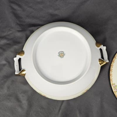 Nortake Covered Serving Bowl & Lid Veg Soup Japan M-Mark Floral Spray Red & Gold - Thumbnail 11