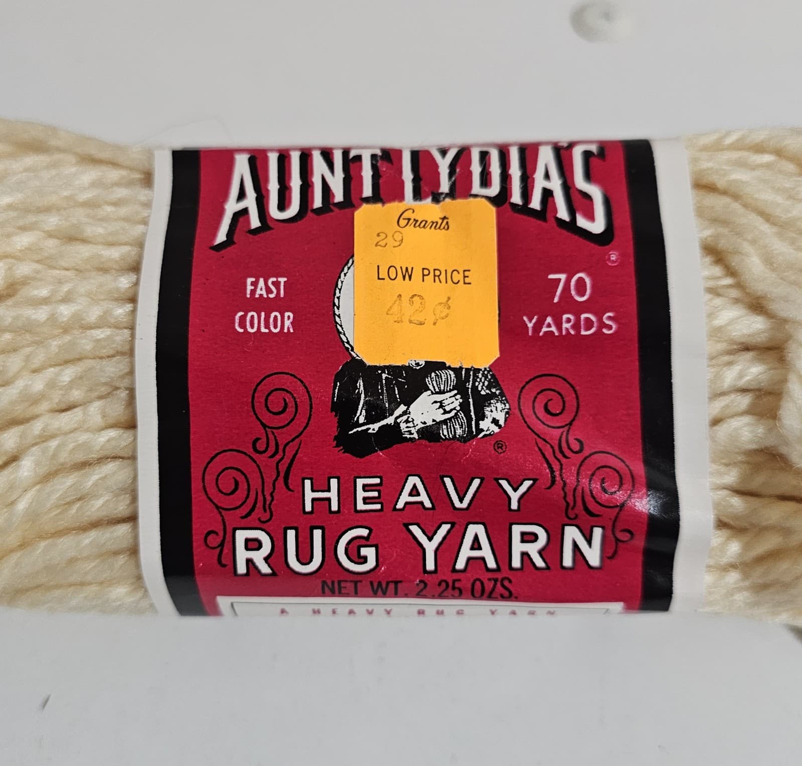VTG Aunt Lydia's Heavy Rug Yarn Cotton & Rayon Blend 70 yds #558 Original Cream - Thumbnail 2