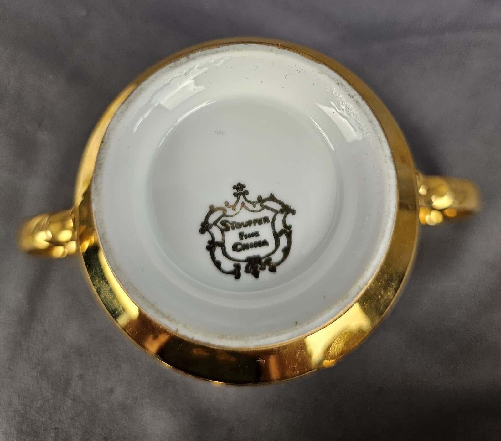 Vintage Stouffer Creamer and Sugar Set Floral Etched Gold Plated - Thumbnail 8