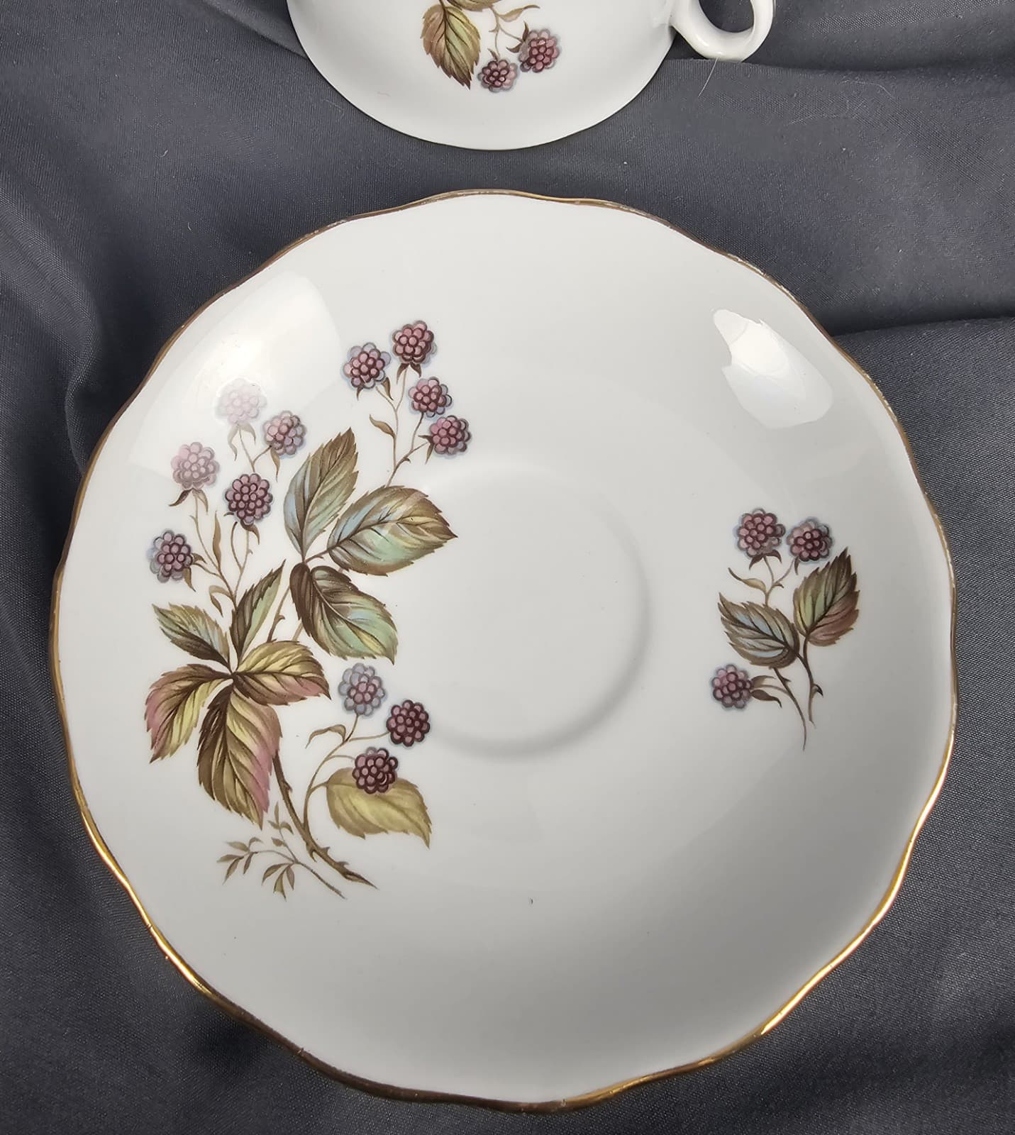Royal Vale Bone China Black Berries Tea Cup and Saucer Pattern 7976 - Thumbnail 4