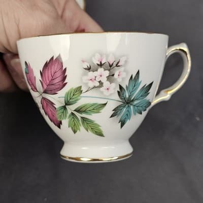 Vintage Royal Vale England Tea Cup & Saucer Flowers Ridgeway Potteries LTD - Thumbnail 7