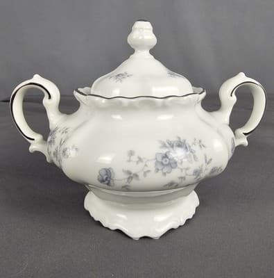 Blue Garland Sugar Bowl w Lid - Johann Haviland Bavaria Germany NEW