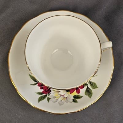 Vintage Royal Vale England Tea Cup & Saucer With Flowers Ridgeway Potteries LTD - Thumbnail 3