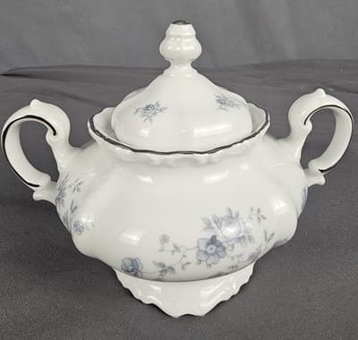 Blue Garland Sugar Bowl w Lid - Johann Haviland Bavaria Germany NEW - Thumbnail 2