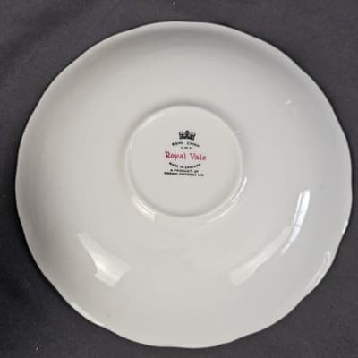 Vintage Royal Vale England Tea Cup & Saucer With Flowers Ridgeway Potteries LTD - Thumbnail 9